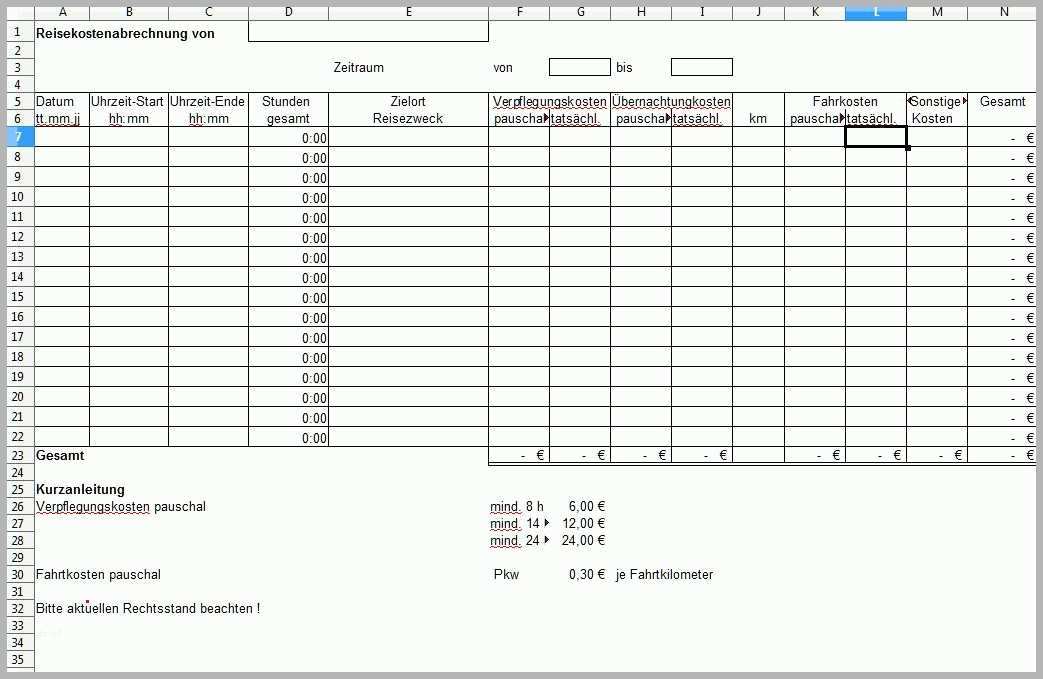 Allerbeste Kostenlose Excel Vorlage Reisekostenabrechnung software
