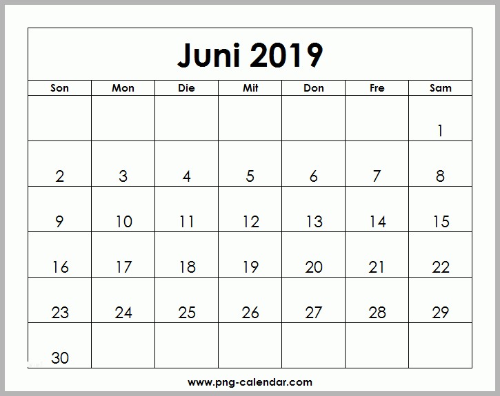 Am Beliebtesten Kalender Juni 2019 Zum Ausdrucken Frei