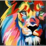 Angepasst Acrylmalerei Colourful Pop Art Lion Löwe Modernes