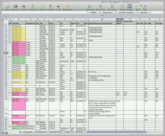 Ausgezeichnet Excel Trainingsplan Vorlage Download Best Vorlage