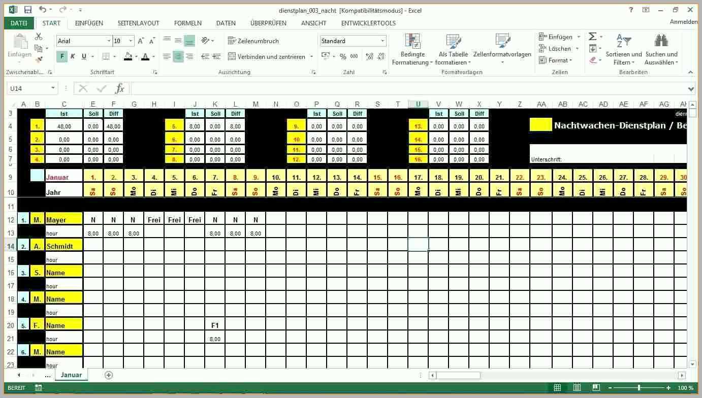 Ausnahmsweise Dienstplan Erstellen Excel Vorlage – De Excel