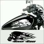 Bemerkenswert Rough Rider Aufkleber Skull Mit Flammen Motorradtank