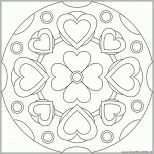 Einzigartig Gratis Mandala Vorlage Mit Einer Blume Und Vielen Herzen