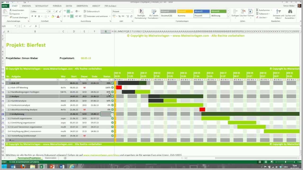 Einzigartig Tutorial Für Excel Projektplan Terminplan Zeitplan