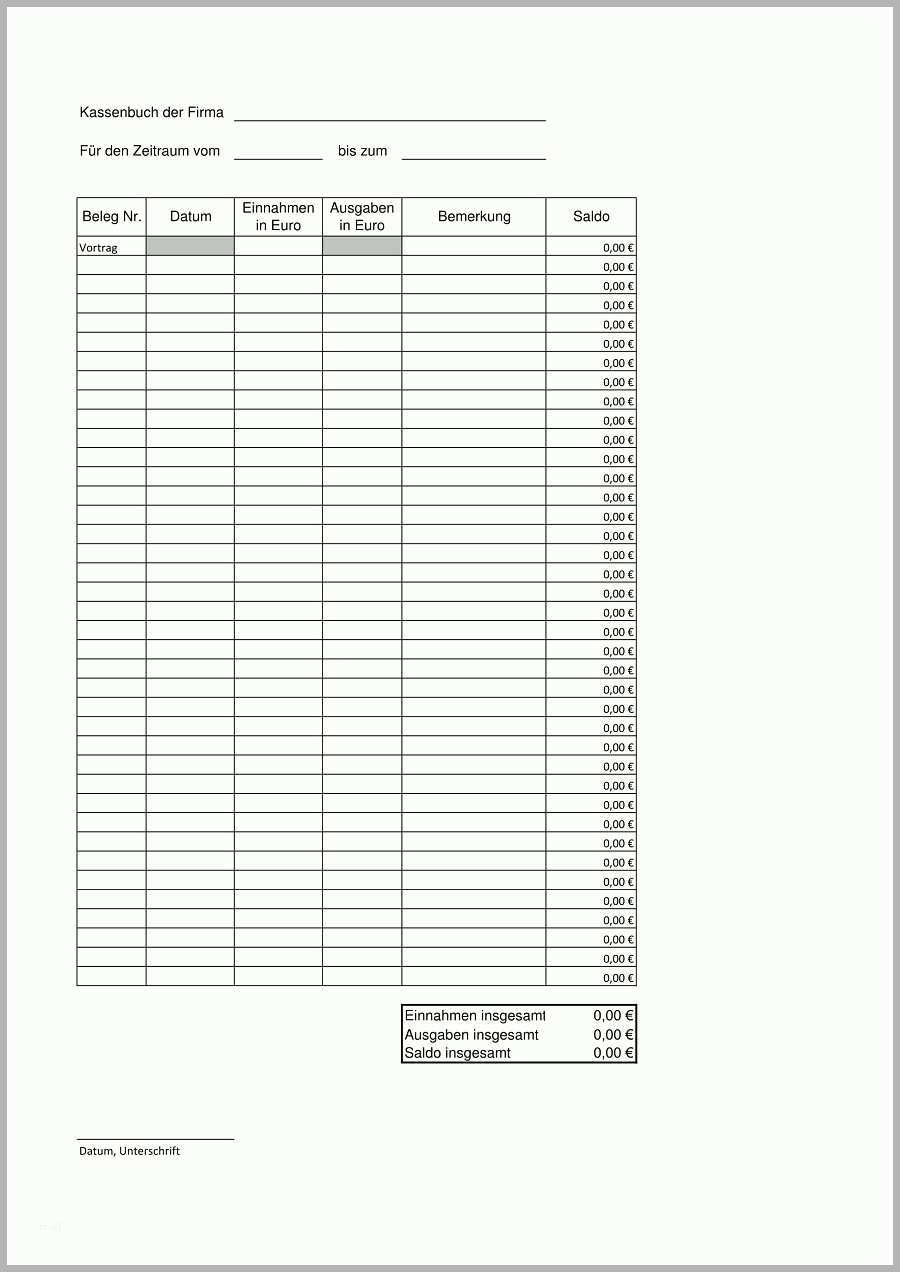 Empfohlen Excel Kassenbuch Vorlage Kostenlos Herunterladen