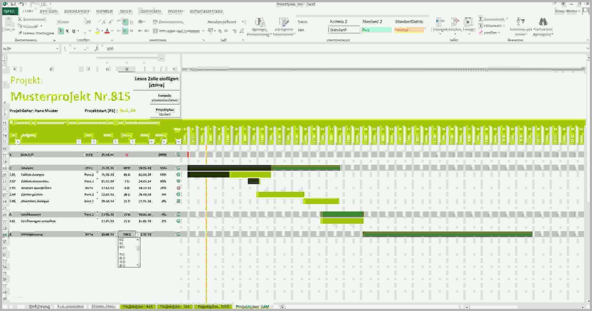 Erstaunlich Projektplan Excel Muster