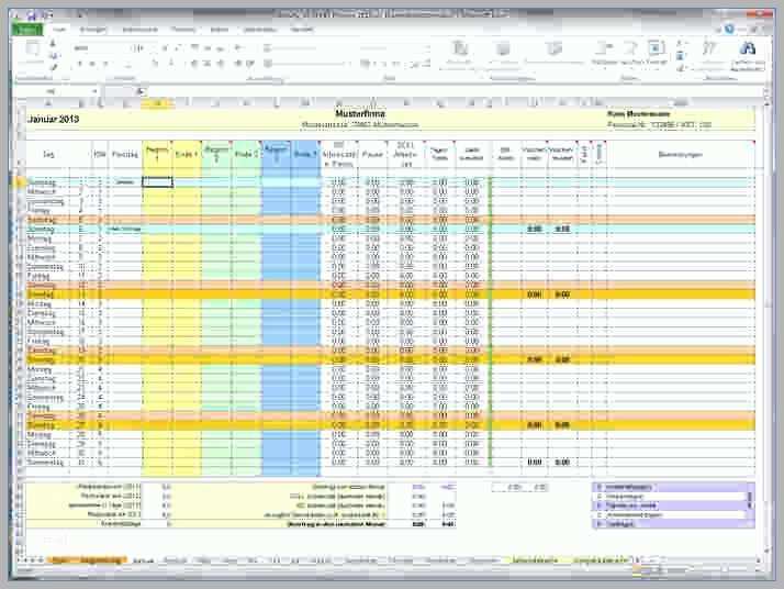 Exklusiv Excel Arbeitszeitnachweis Vorlagen 2017 Vorlage