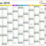 Exklusiv Excel Kalender 2019 Kostenlos