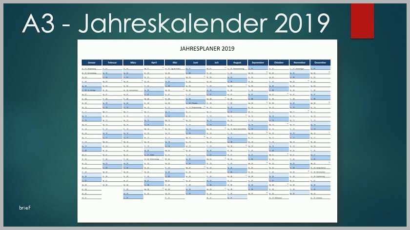 Ideal A3 Kalender 2019 Schweiz Excel &amp; Pdf