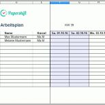 Ideal Arbeitsplan Vorlage Excel Kostenloser Download