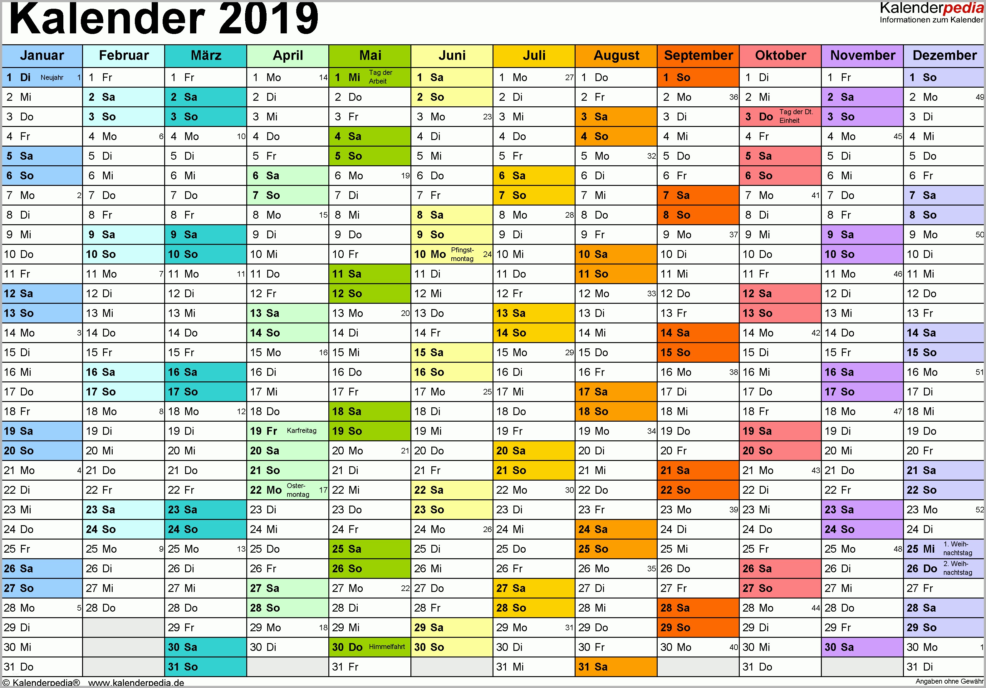 Ideal Kalender 2019 Zum Ausdrucken In Excel 16 Vorlagen