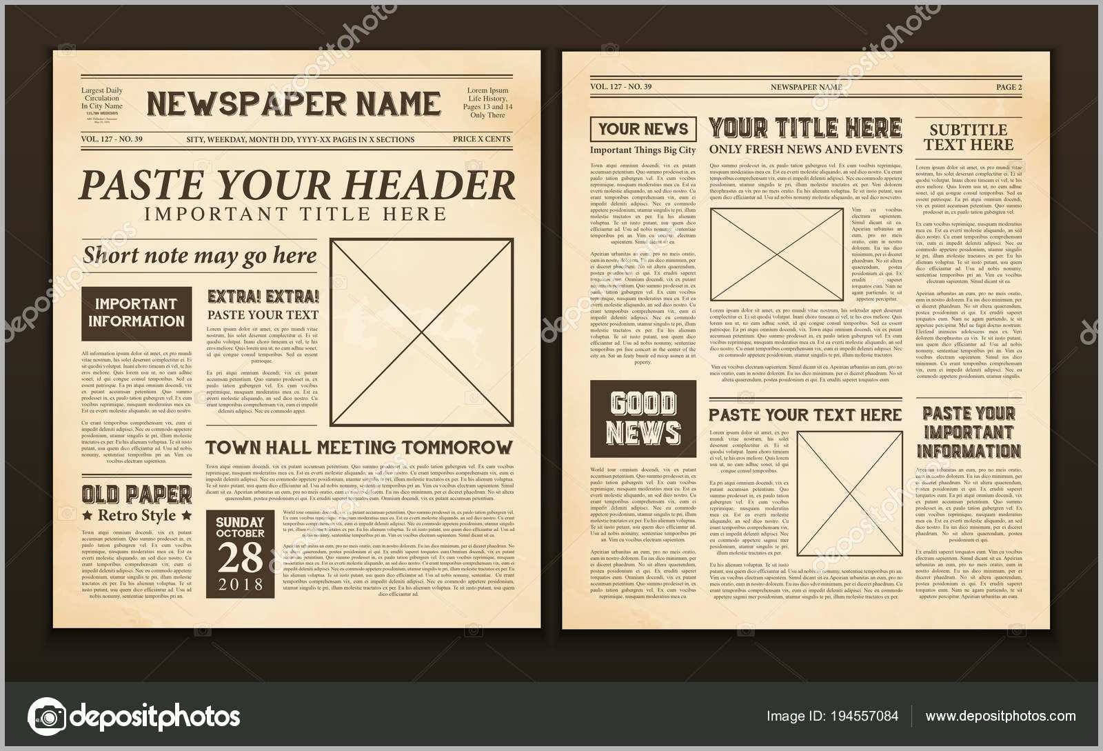 Ideal Zeitung Seiten Vorlage Vintage — Stockvektor © Macrovector