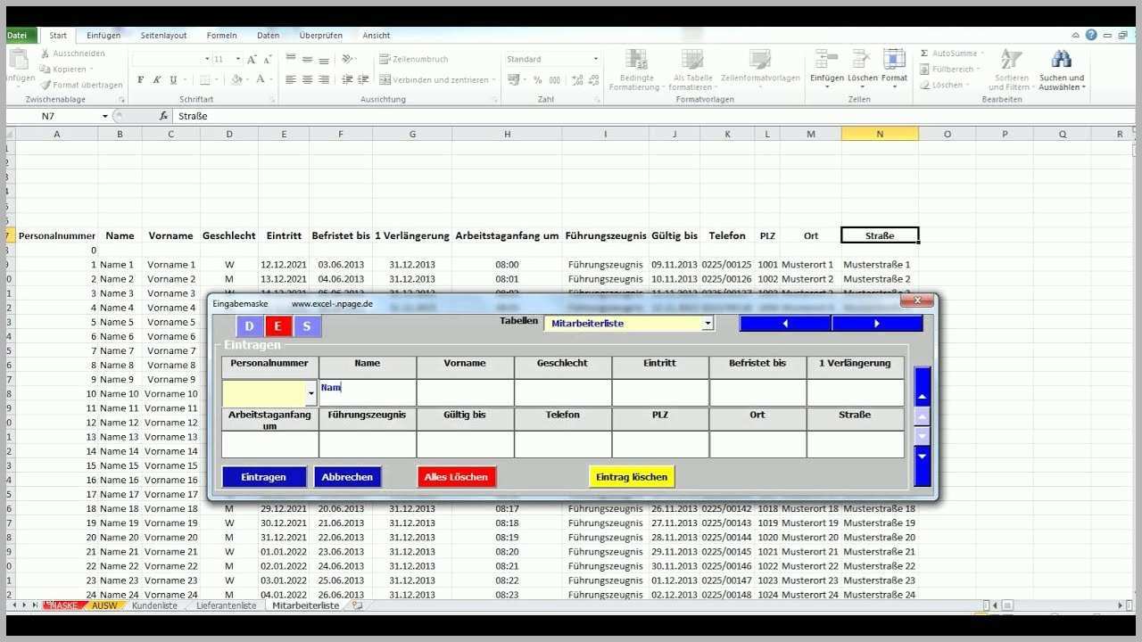 Kreativ Datenbanken In Excel Aus Flexibler Eingabemaske Erstellen