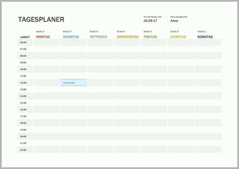 Kreativ Tagesplaner Vorlage Excel format
