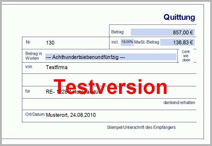 Limitierte Auflage Quittung Vorlage Excel Download Quittungsvorlage