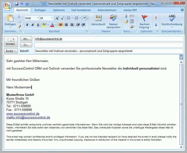 Modisch Newsletter Mit Outlook Versenden – Personalisiert so