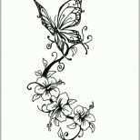 Modisch Tattoo Vorlage Mit Schmetterling Und Hibiskus Blumen
