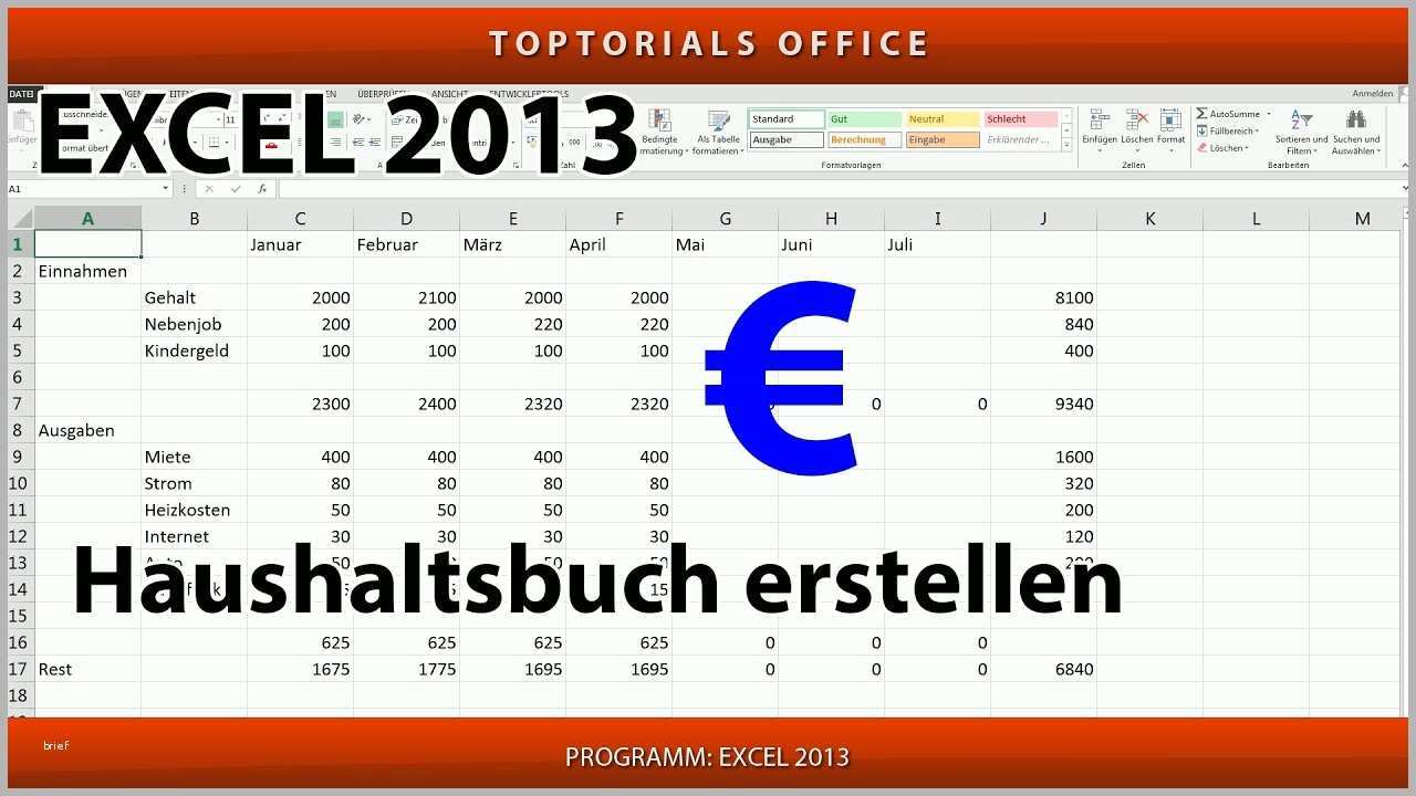 Original Haushaltsbuch Erstellen Excel