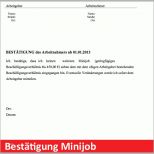 Original Vorlage Bestätigung Erklärung Minijobber