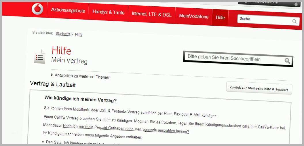 Perfekt Vodafone Vertrag Kündigen Vorlage – Free Vorlagen