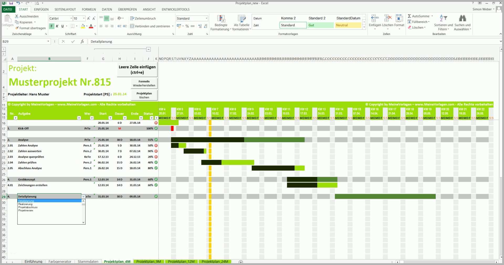 Sensationell Projektplan Excel