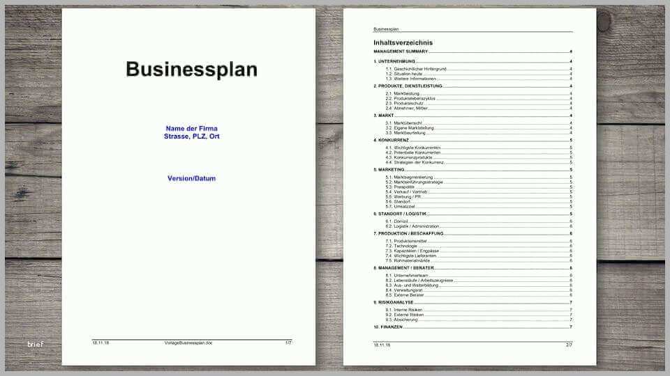 Spektakulär Businessplan Vorlage Schweiz Kostenlos