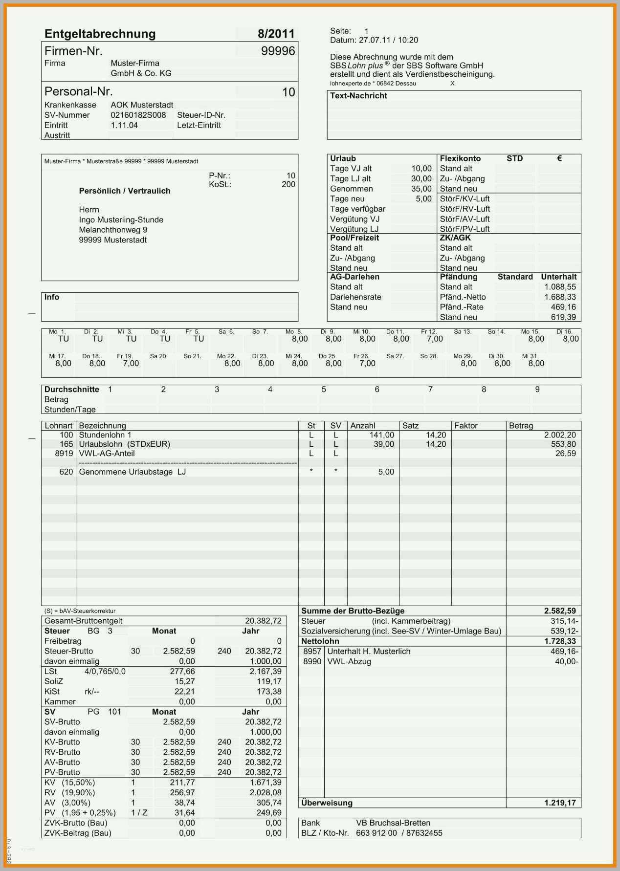 Spektakulär Lohnabrechnung Vorlage Excel Cool Gro Basic Lohnzettel