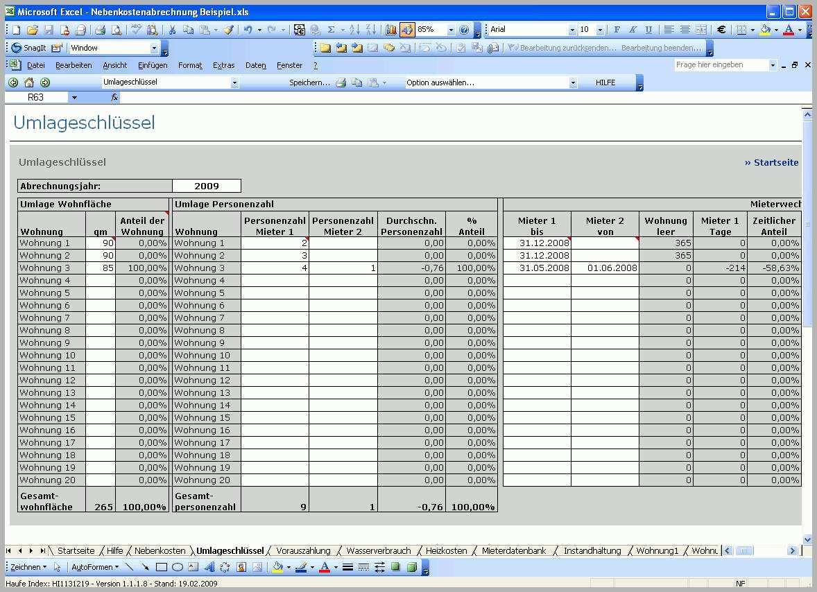 Spektakulär Nebenkostenabrechnung Mit Excel Vorlage Zum Download