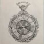 Unvergesslich Drawn Pass Pocket Watch Drawing Pencil and In Color