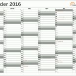 Wunderbar Excel Kalender 2016 Kostenlos