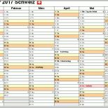 Wunderschönen Kalender 2017 Schweiz In Excel Zum Ausdrucken