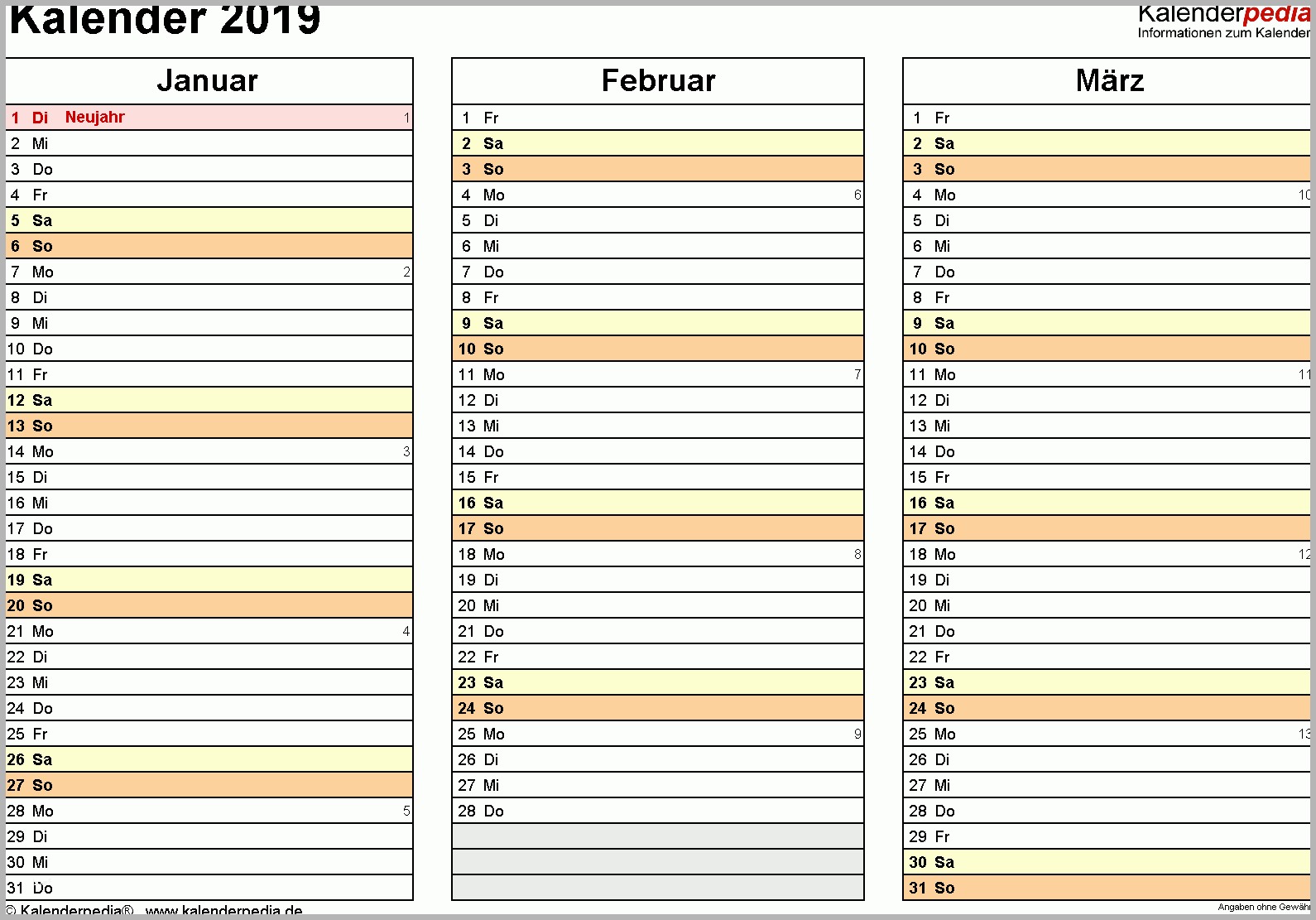 Wunderschönen Kalender 2019 Zum Ausdrucken Als Pdf 16 Vorlagen Kostenlos